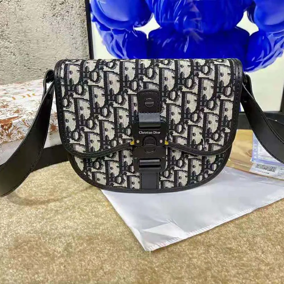Dior Mini Gallop Bag with Strap Beige and Black Dior Oblique Jacquard for Men