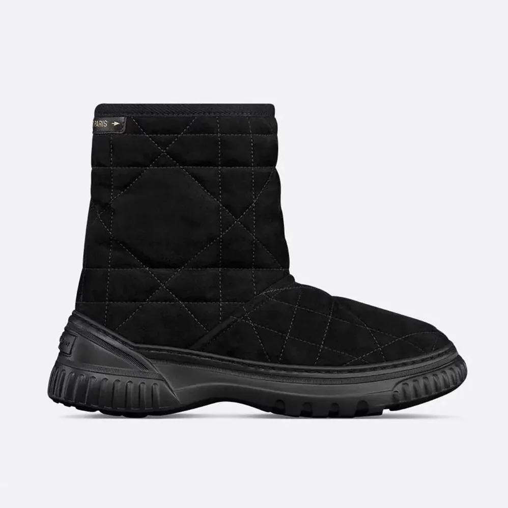 Dior Frost Ankle Boot Black Cannage Suede and Ecru Lambskin Shearling for Women Dior Frost Ankle Boot Black Cannage Suede and Ecru Lambskin Shearling for Women