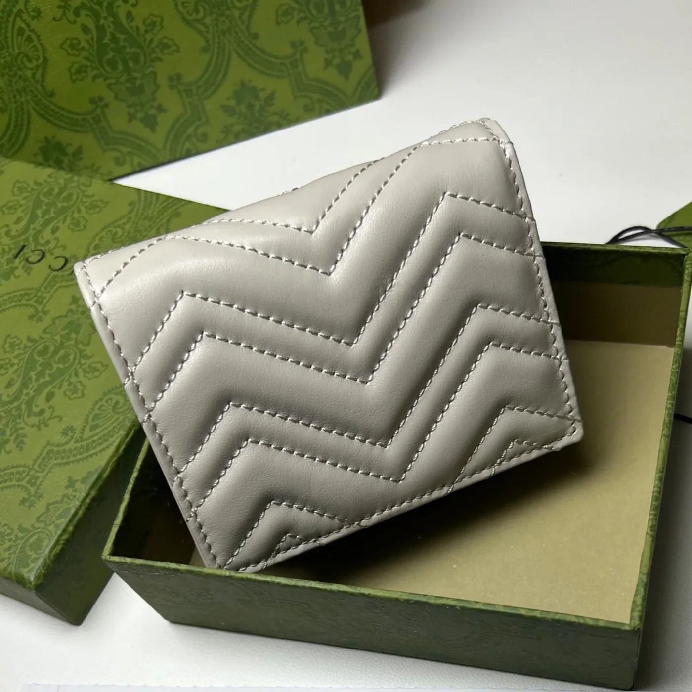 Gucci GG Marmont Card Case Wallet Light Grey For in Women