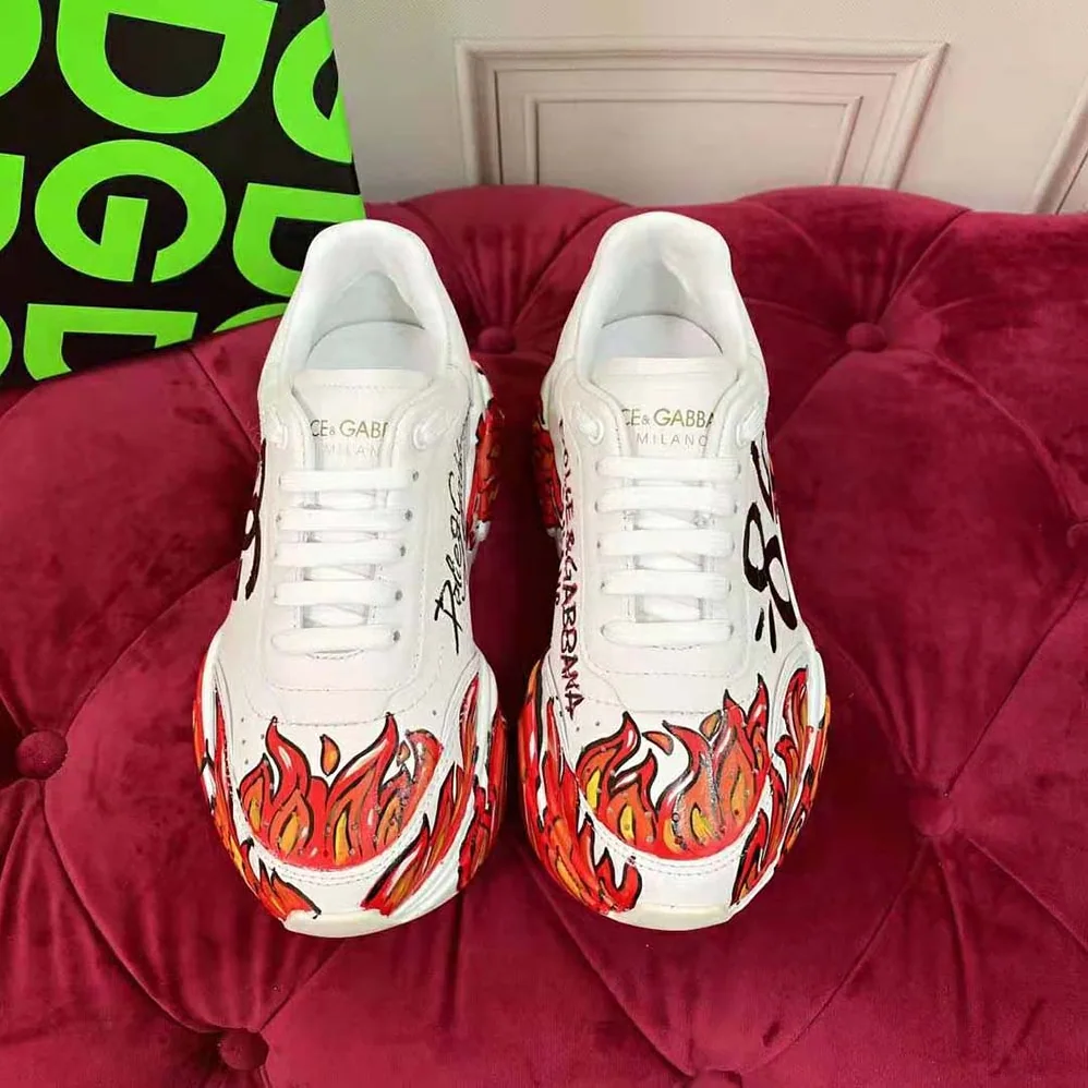 Dolce Gabbana D&G Calfskin Nappa Daymaster Sneakers for Women in Red