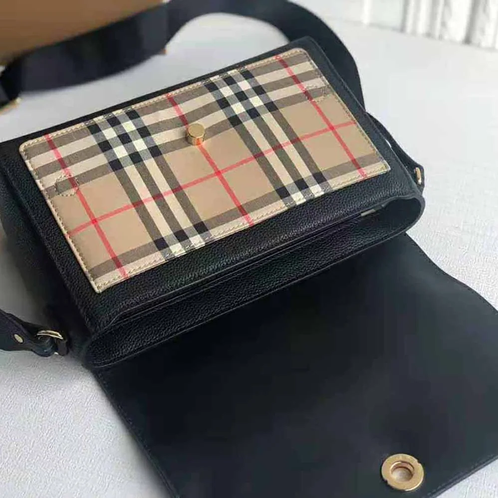 Burberry Small Leather and Vintage Check Crossbody Bag for Women
