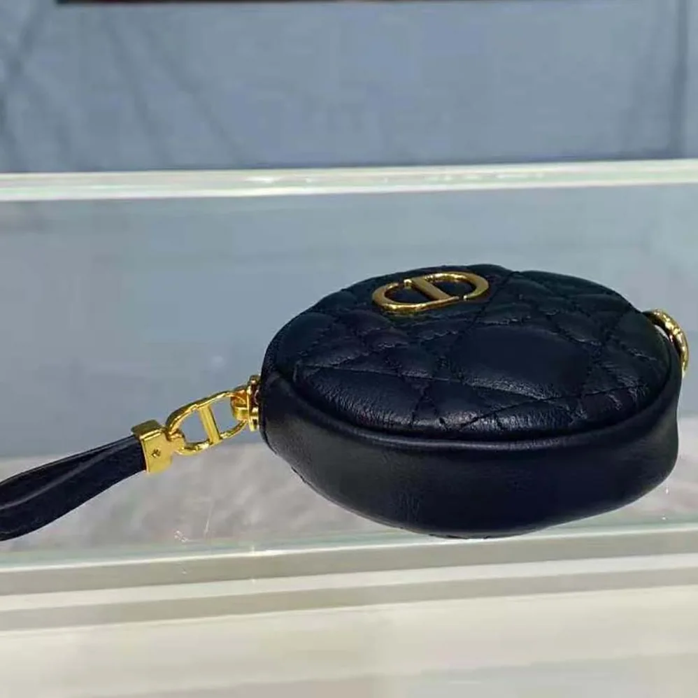 Dior Detachable Dior Caro Round Coin Purse for Women in Black Dior Detachable Dior Caro Round Coin Purse for Women in Black