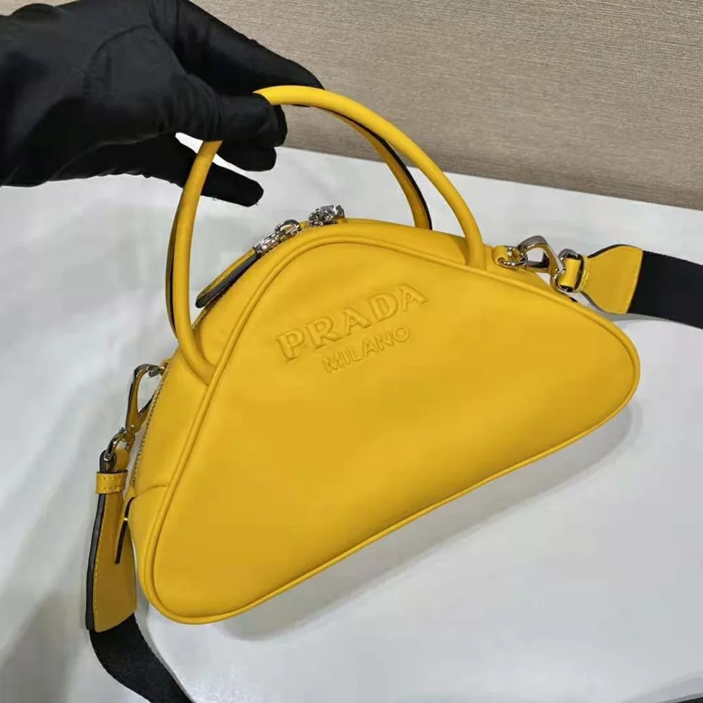 Prada Leather Prada Triangle Bag for Women in Yellow Prada Leather Prada Triangle Bag for Women in Yellow