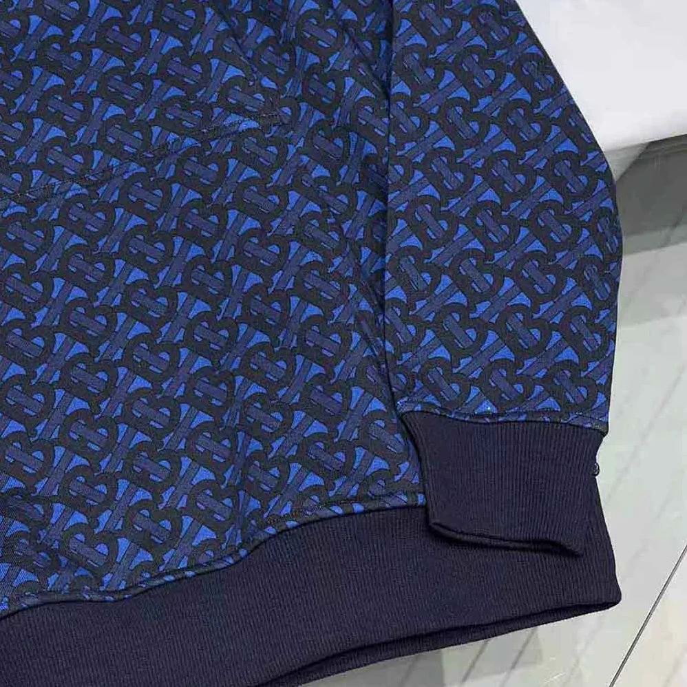 Burberry Monogram Print Cotton Hoodie for Women in Navy Burberry Monogram Print Cotton Hoodie for Women in Navy