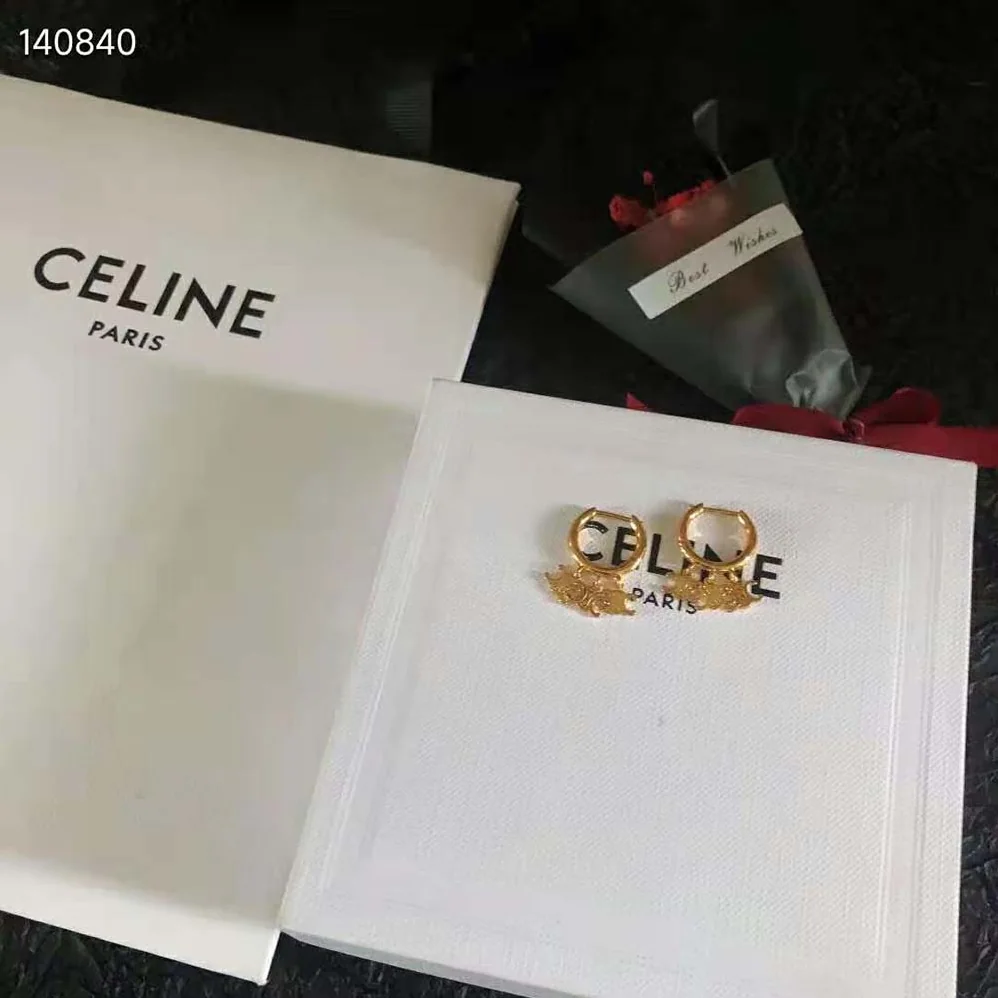Celine Triomphe Trio Hoops in Brass with Gold Finishgold for Women Celine Triomphe Trio Hoops in Brass with Gold Finishgold for Women