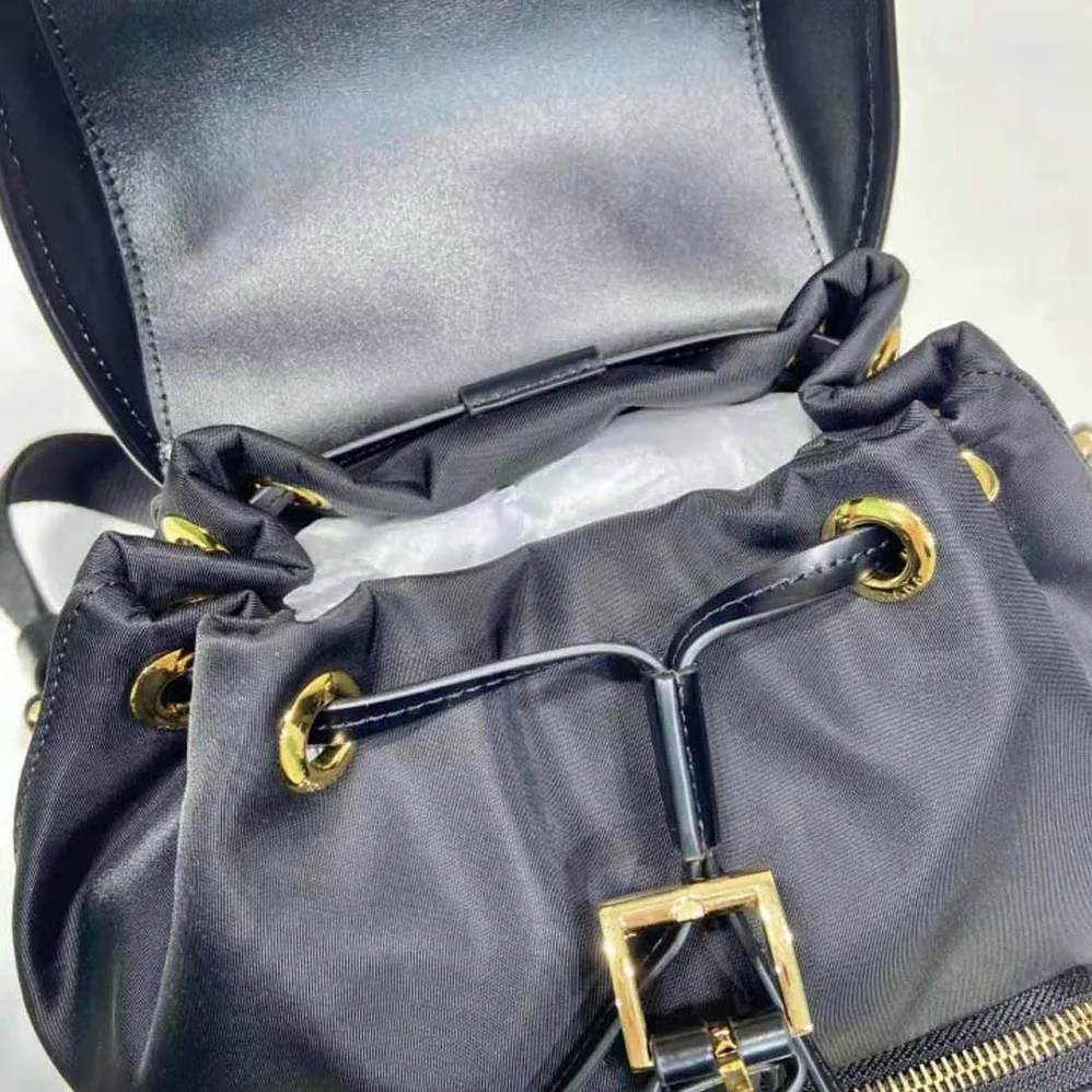 Prada Re-Nylon and Brushed Leather Backpack for Women in Black