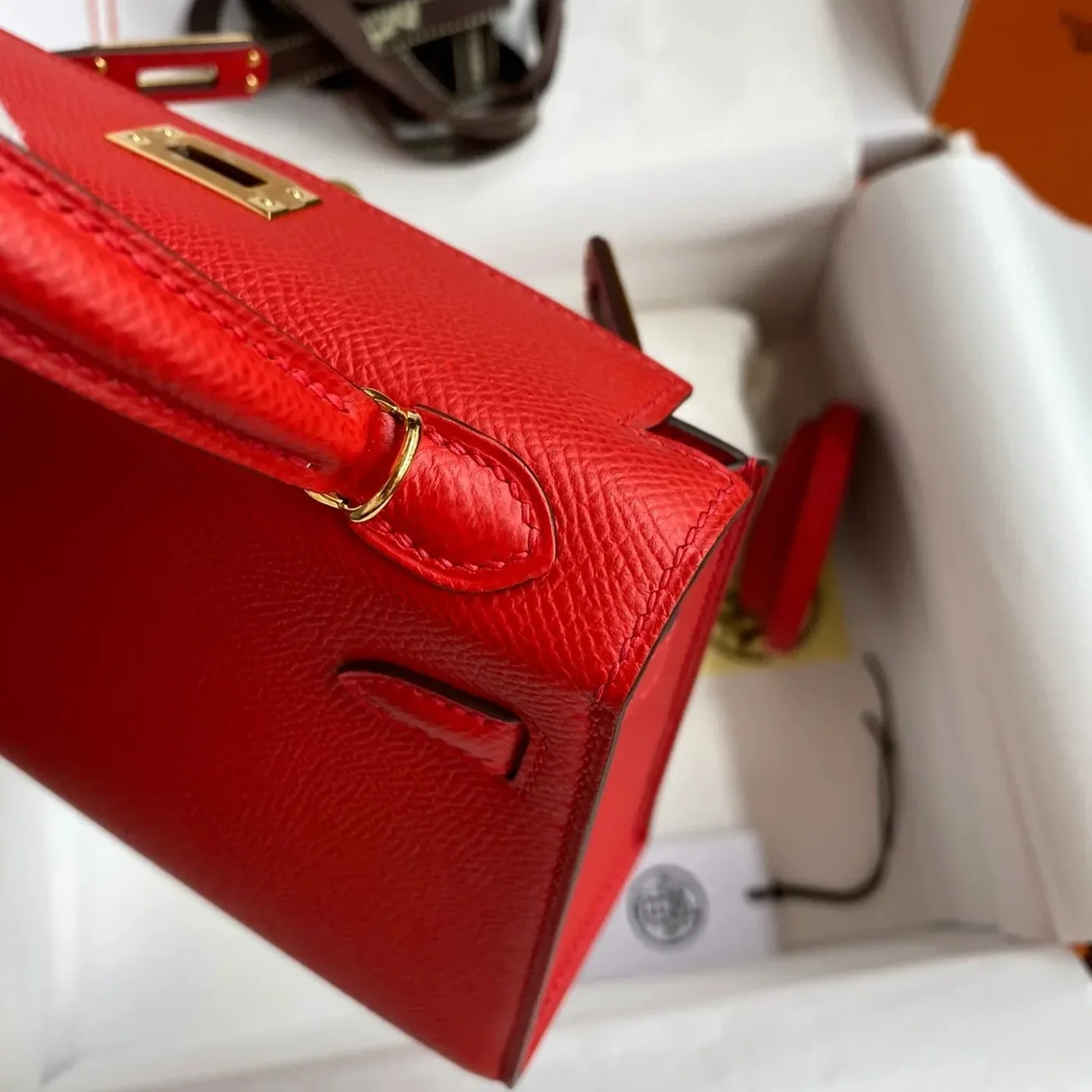 Hermes Kelly Mini Top Handle Bag in Rouge Epsom Gold Hardware