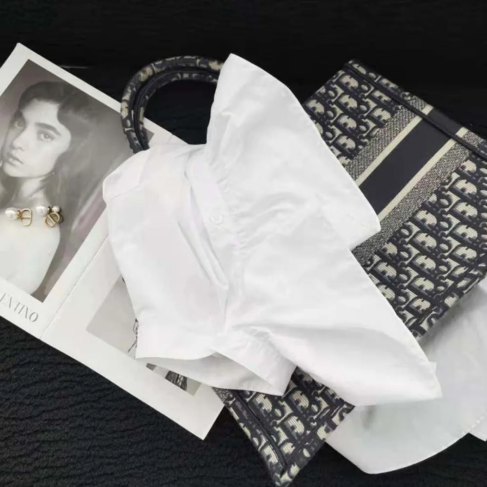 Dior Blouse with Ruffles White Cotton Poplin for Women Dior Blouse with Ruffles White Cotton Poplin for Women