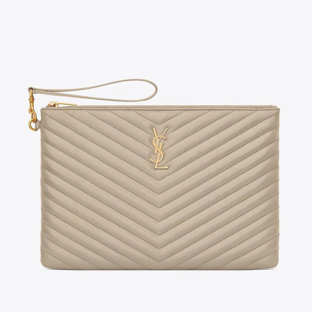 Saint Laurent YSL Monogram Tablet Pouch in Quilted Leather for Women Saint Laurent YSL Monogram Tablet Pouch in Quilted Leather for Women
