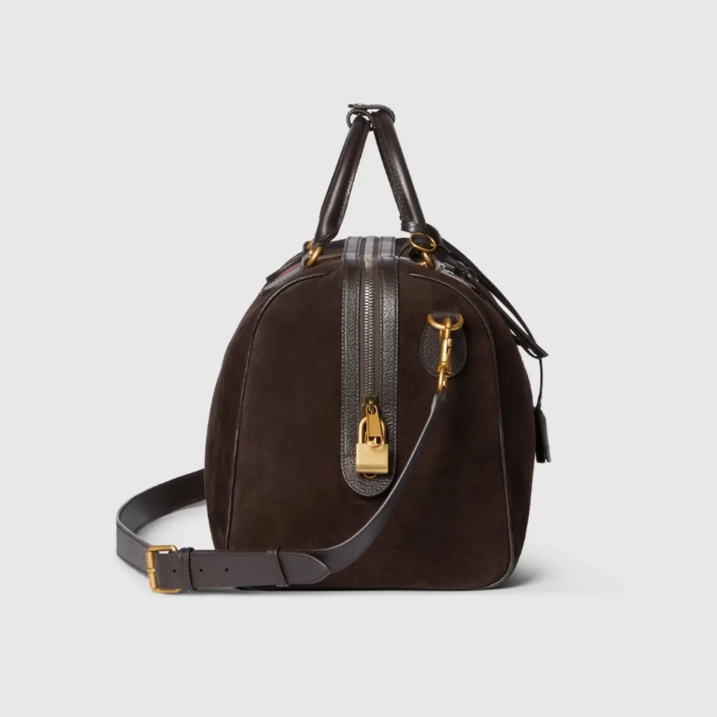 Gucci Savoy Medium Duffle Travel Bag in Dark Brown Gold Hardware