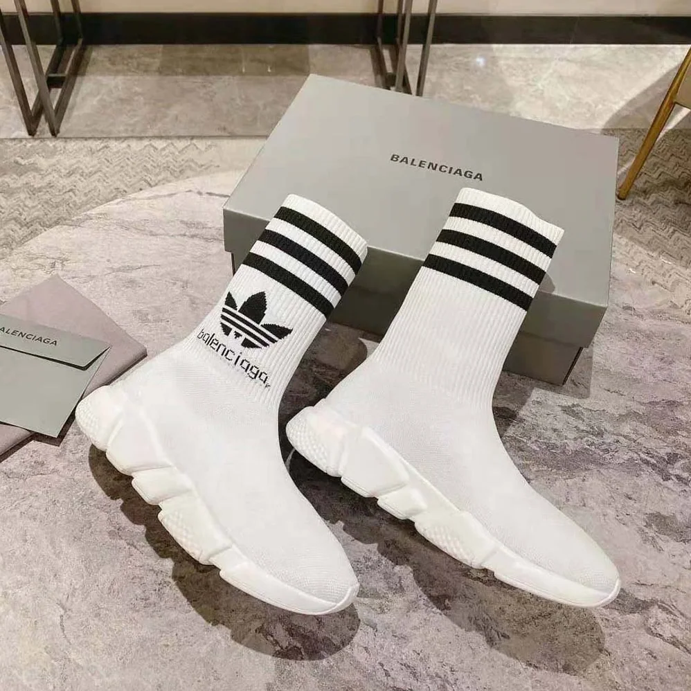 Balenciaga adidas Speed Sneaker in White and Black Sole Unit is Done in Collaboration with Adidas for Unisex Balenciaga adidas Speed Sneaker in White and Black Sole Unit is Done in Collaboration with Adidas for Unisex