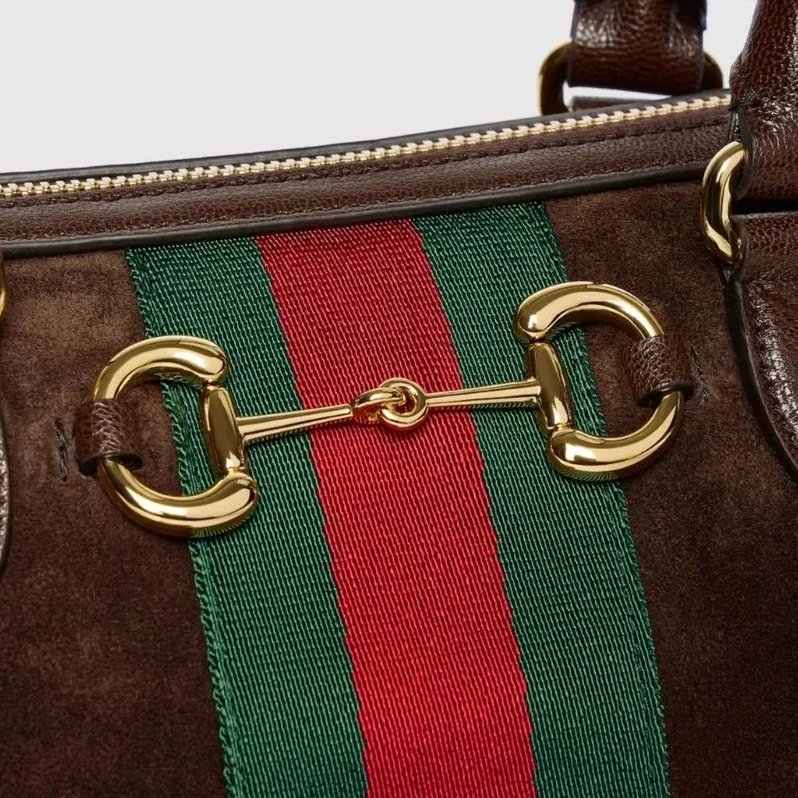 Gucci Borsetto Medium Boston Shoulder Bag in Brown Gold Hardware