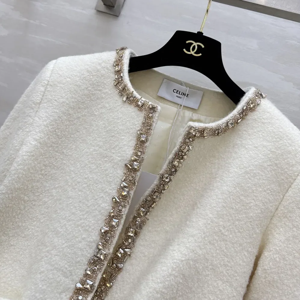 Celine Embroidered Chelsea Jacket in Silk Natté for Women