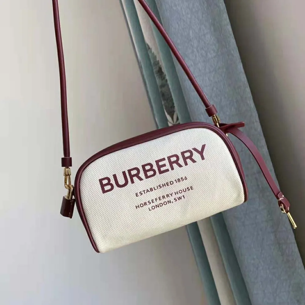 Burberry Horseferry Print Canvas Half Cube Crossbody Bag for Women
