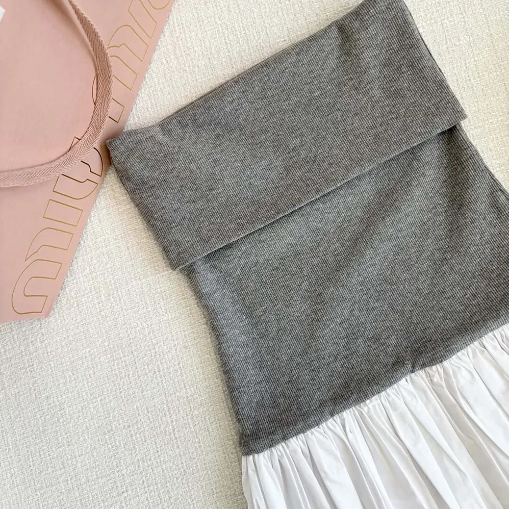 Miu Miu Poplin and Jersey Miniskirt for Women in White Miu Miu Poplin and Jersey Miniskirt for Women in White