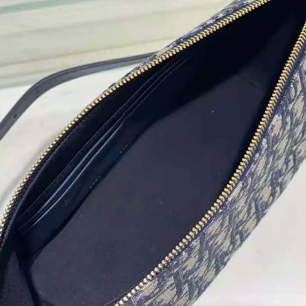 Dior Diorstar Hobo Bag with Chain Blue Dior Oblique Jacquard for Women