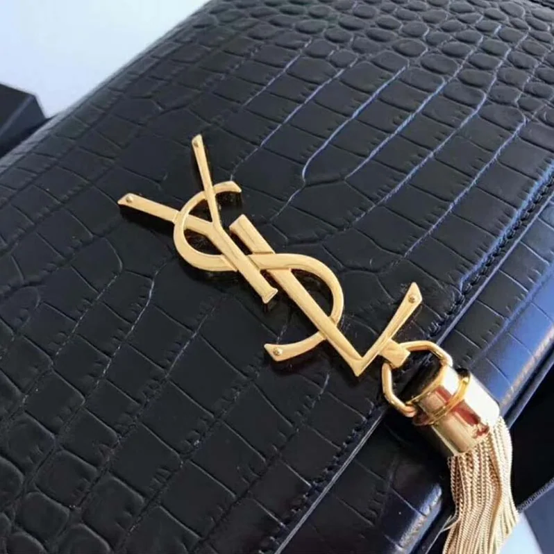 Saint Laurent YSL Kate Small Tassel Embossed Crocodile Shiny for Women in Gold Saint Laurent YSL Kate Small Tassel Embossed Crocodile Shiny for Women in Gold