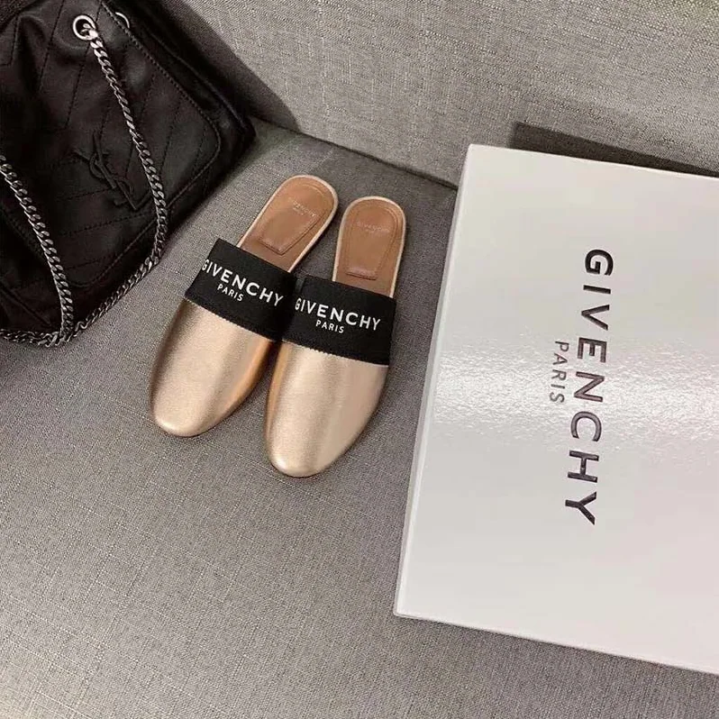 Givenchy Shoes Givenchy Paris Leather Mules for Women in Gold