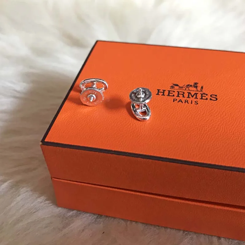 Hermes Chaine D'Ancre Earrings Very Small Model Jewelry Silver for Women