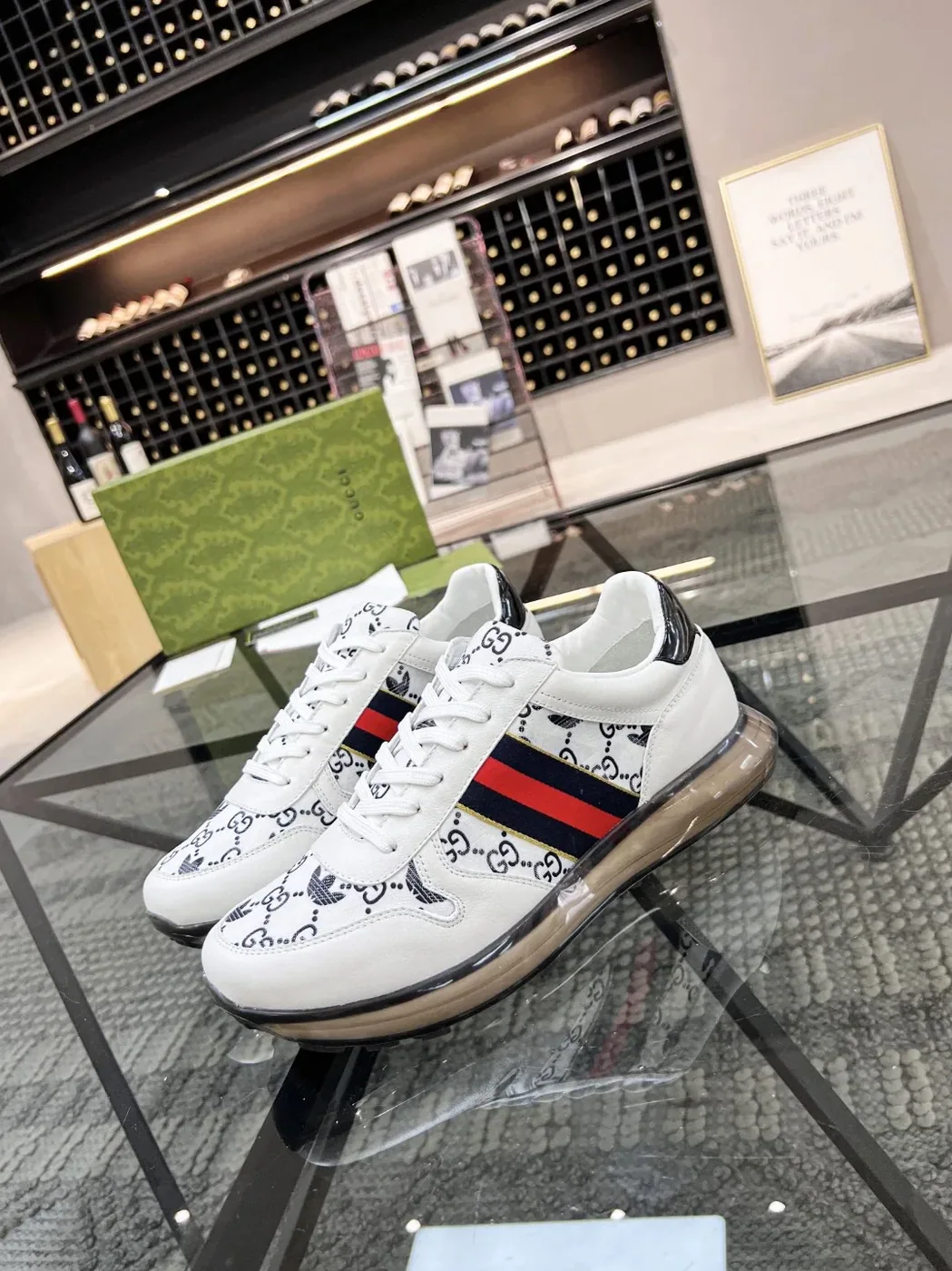 Gucci x Adidas GG Sneakers With Web White for Men Gucci x Adidas GG Sneakers With Web White for Men