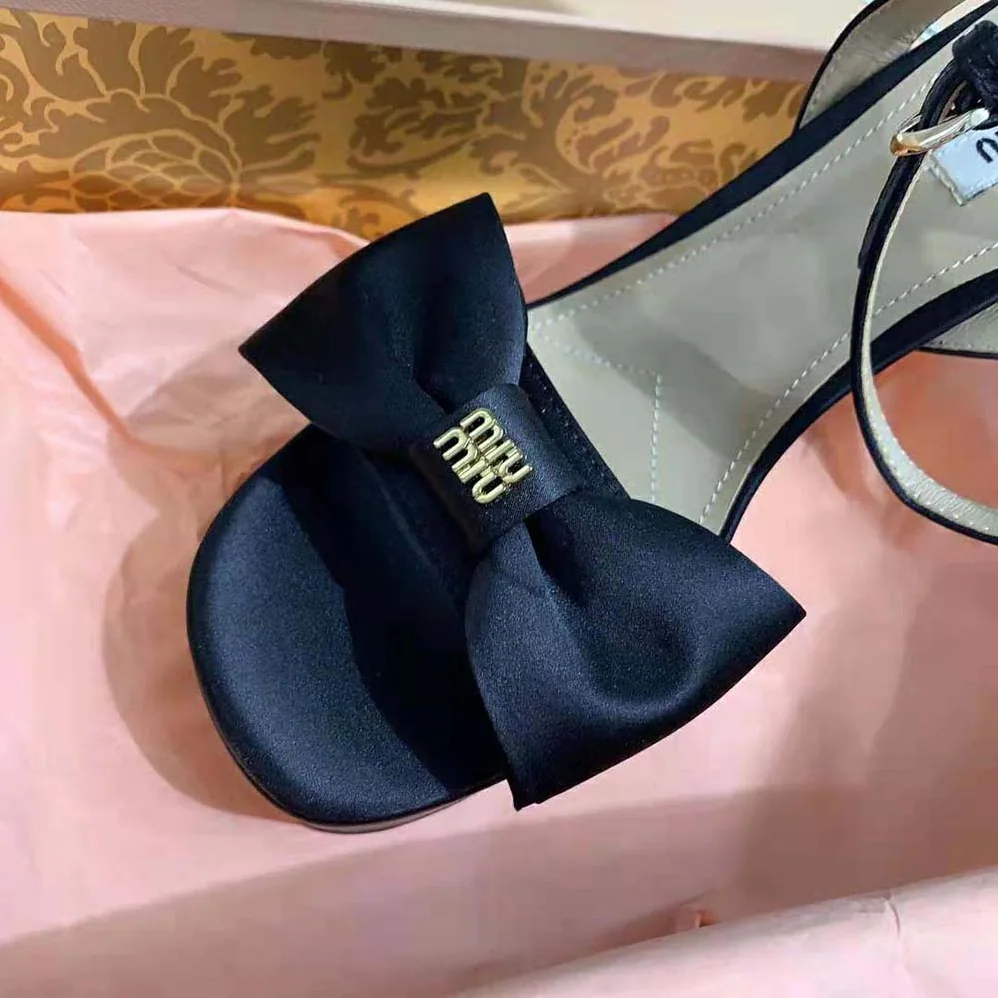 Miu Miu Satin Platform Sandals in 135mm Heel Height for Women in Black