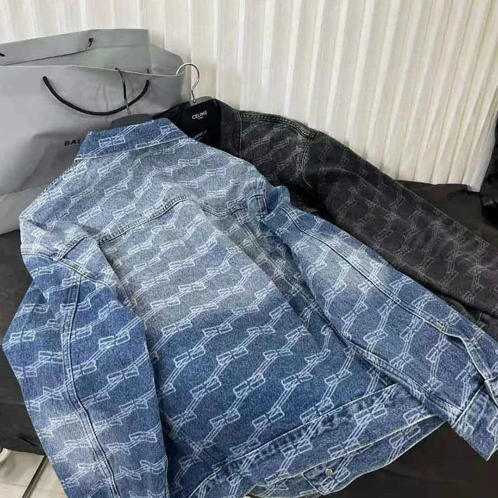 Balenciaga BB Monogram Large Fit Jacket in Blue Ring Denim for Men Balenciaga BB Monogram Large Fit Jacket in Blue Ring Denim for Men