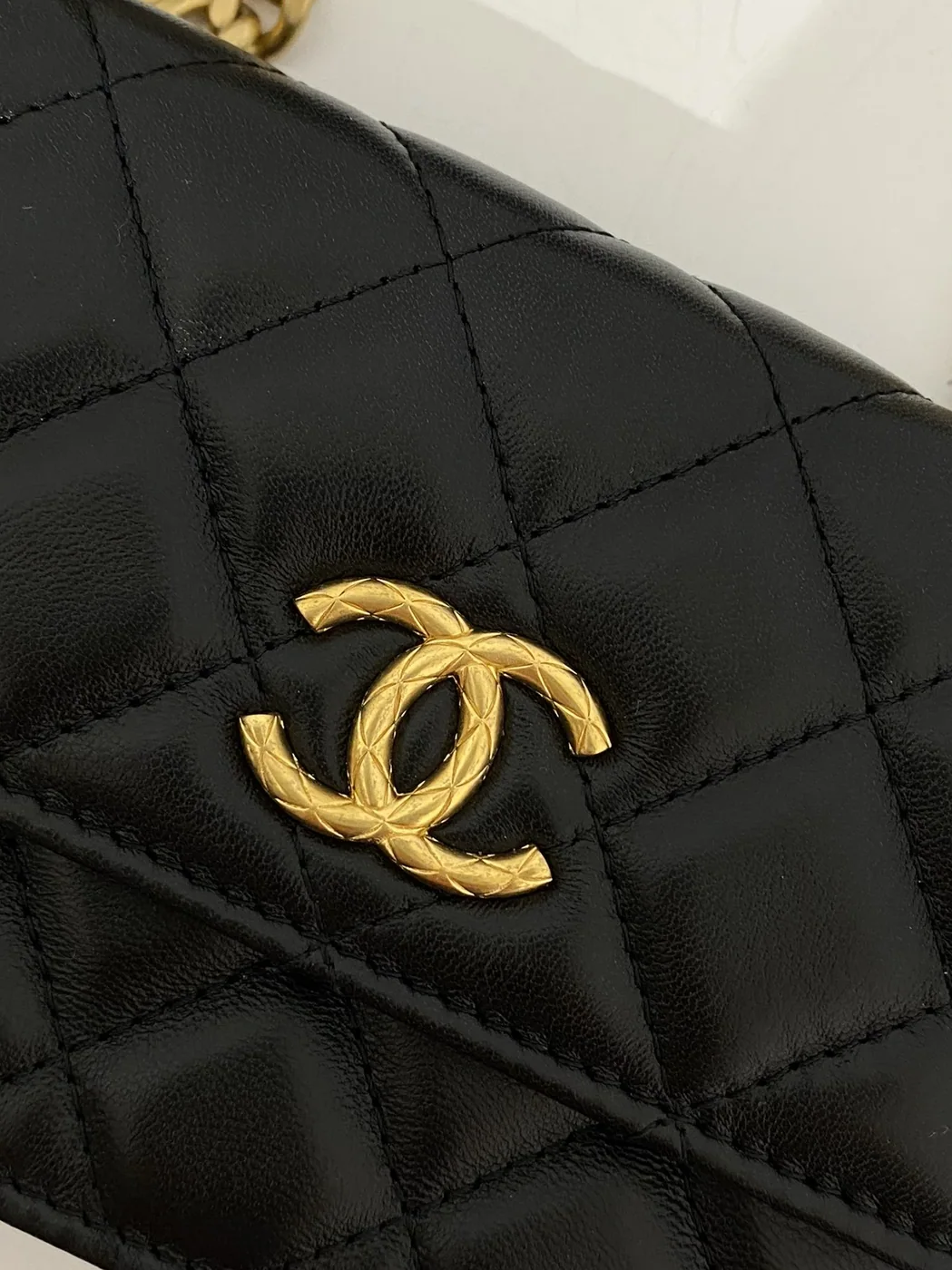 Chanel Wallet With Strap in Black Gold Hardware Chanel Wallet With Strap in Black Gold Hardware