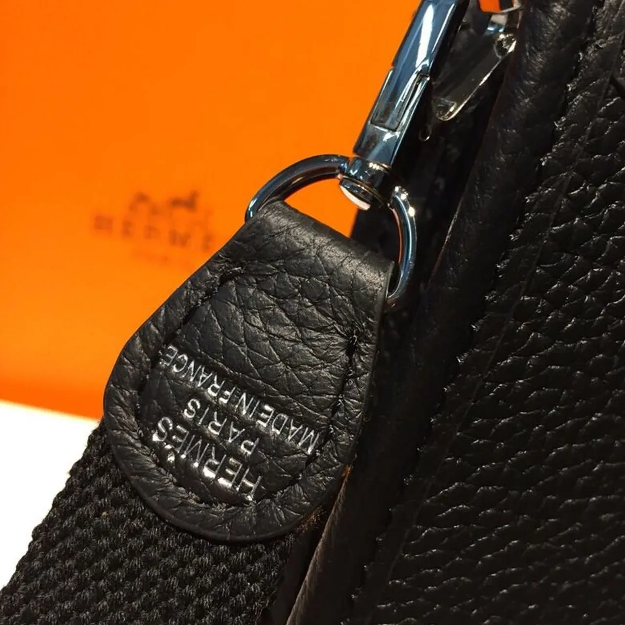 Hermes Evelyne II TPM Bag Black Silver Toned Hardware /