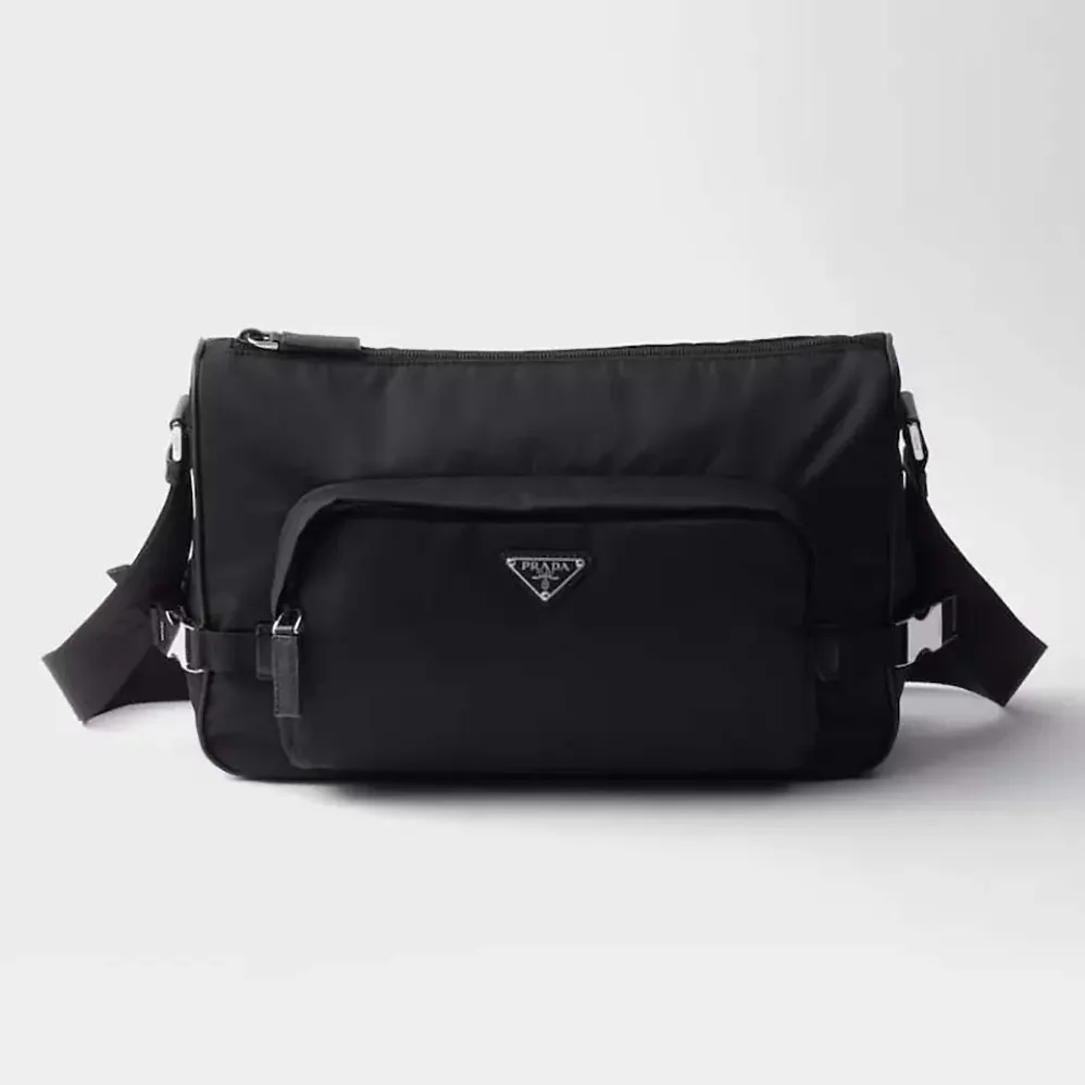 Prada Large Re-Nylon and Saffiano Leather Shoulder Bag for Unisex