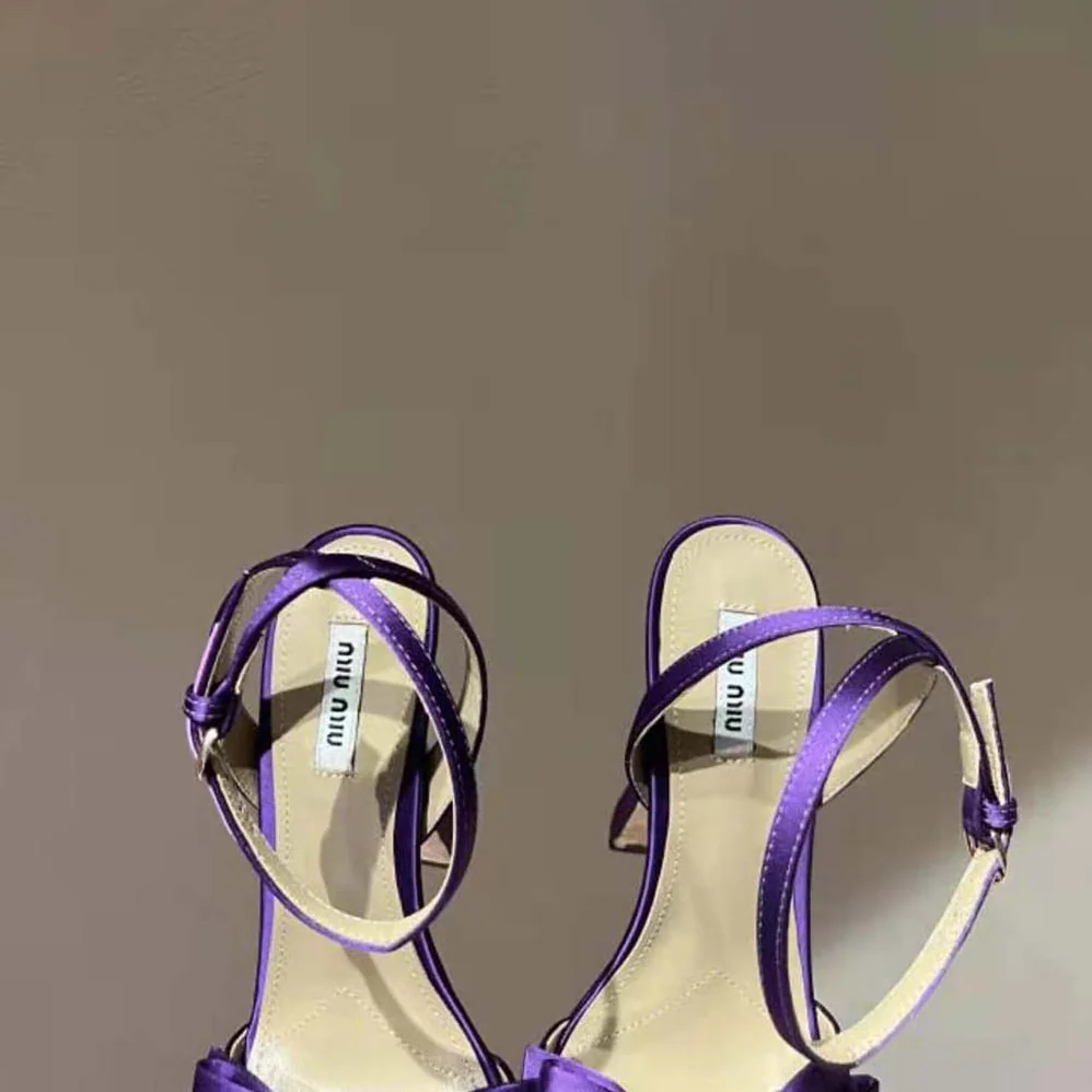Miu Miu Satin Platform Sandals 135 mm Heel Height for Women in Purple