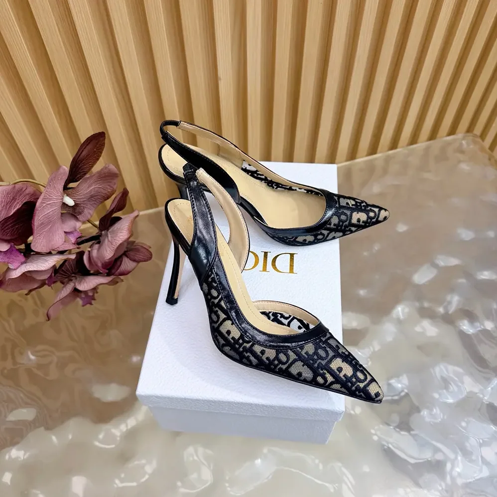Dior Adiorable Slingback Pump Black Dior Oblique Embroidered Mesh for Women