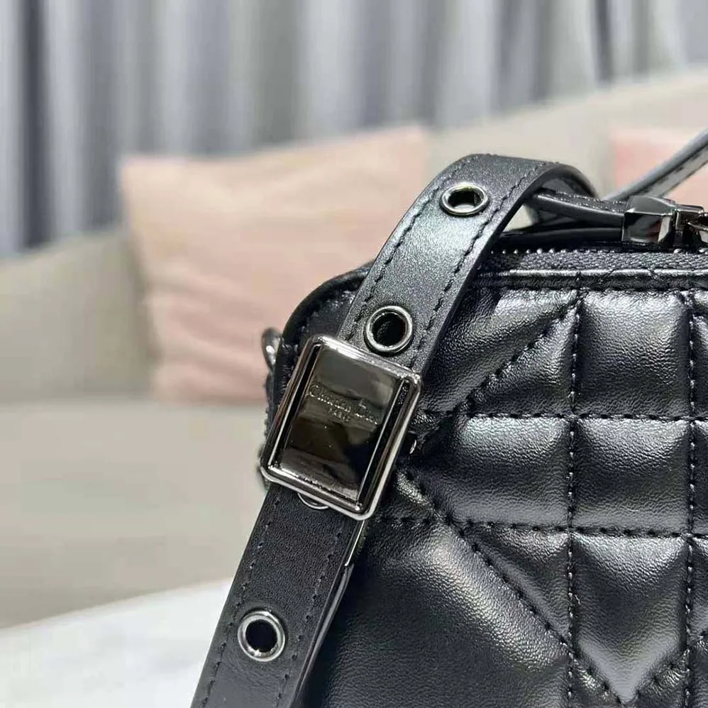Dior Caro Box Bag with Chain Black Quilted Macrocannage Calfskin for Women Dior Caro Box Bag with Chain Black Quilted Macrocannage Calfskin for Women