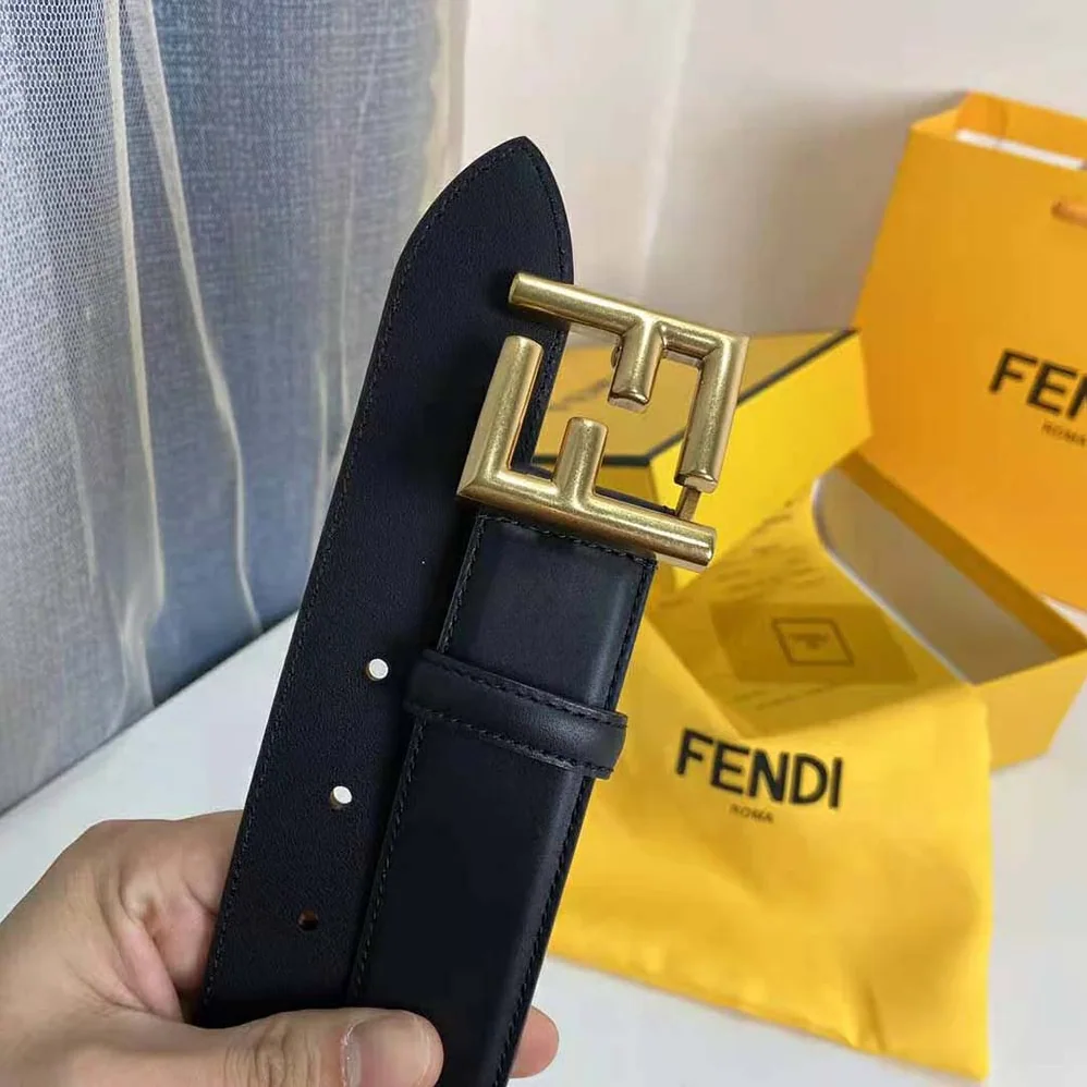 Fendi Belt with Loop and FF Stud Buckle for Women in Black Fendi Belt with Loop and FF Stud Buckle for Women in Black