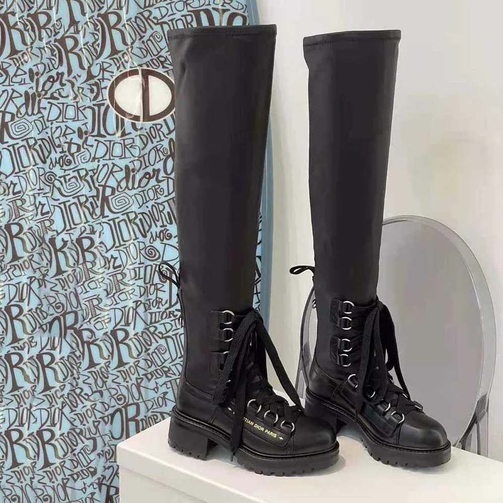 Dior D-Doll Thigh Boot Black Lambskin for Women