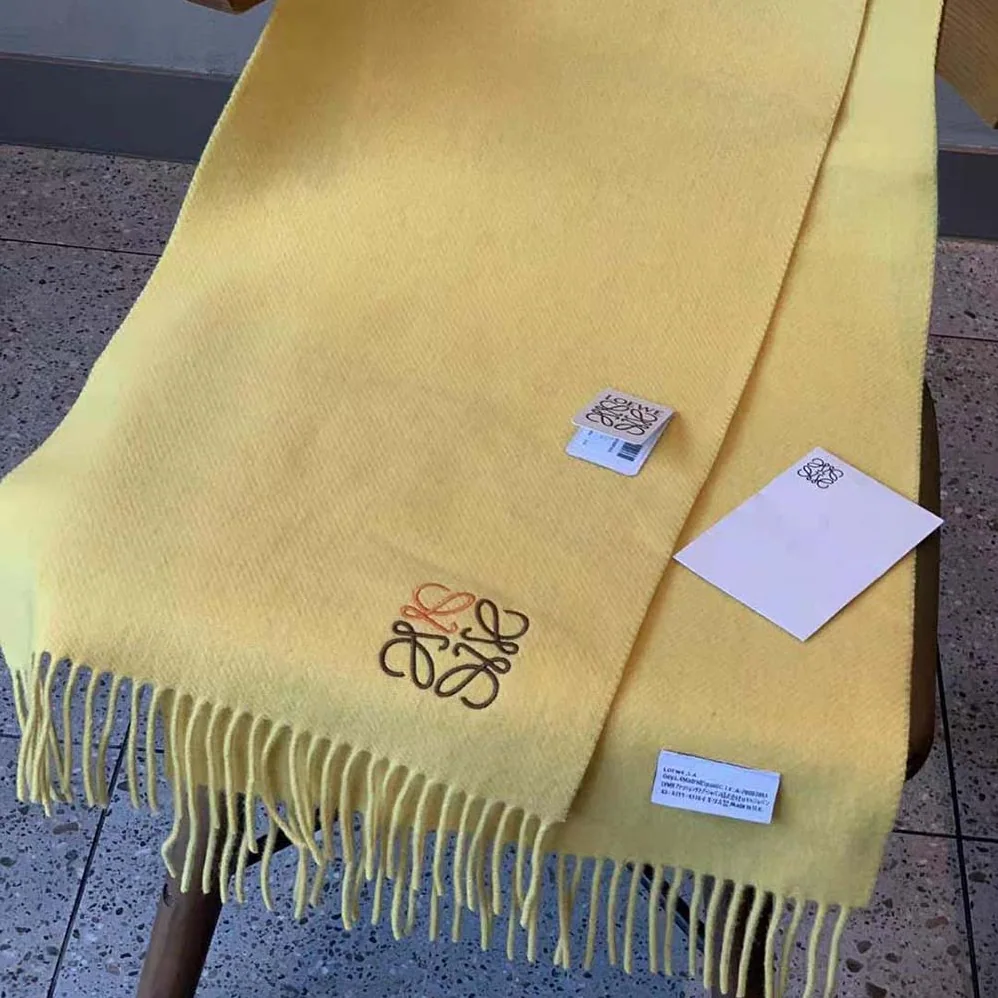 Loewe Anagram Scarf in Cashmere for Women in Yellow Loewe Anagram Scarf in Cashmere for Women in Yellow