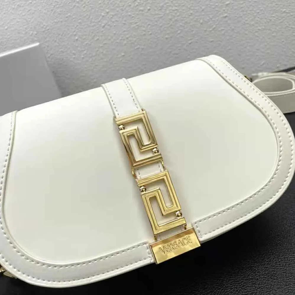 Versace Greca Goddess Shoulder Bag for Women in White Versace Greca Goddess Shoulder Bag for Women in White
