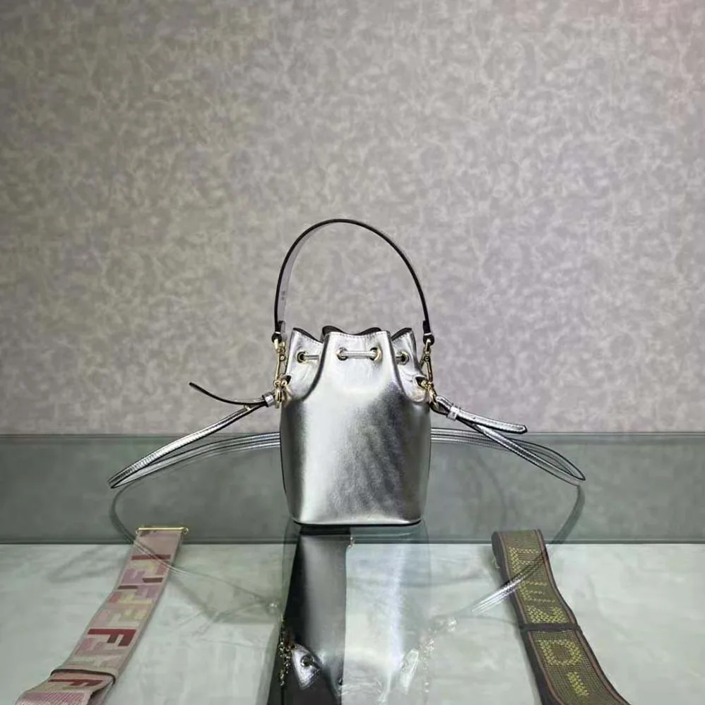 Fendi Mon Tresor Silver Laminated Leather Mini Bag for Women Fendi Mon Tresor Silver Laminated Leather Mini Bag for Women