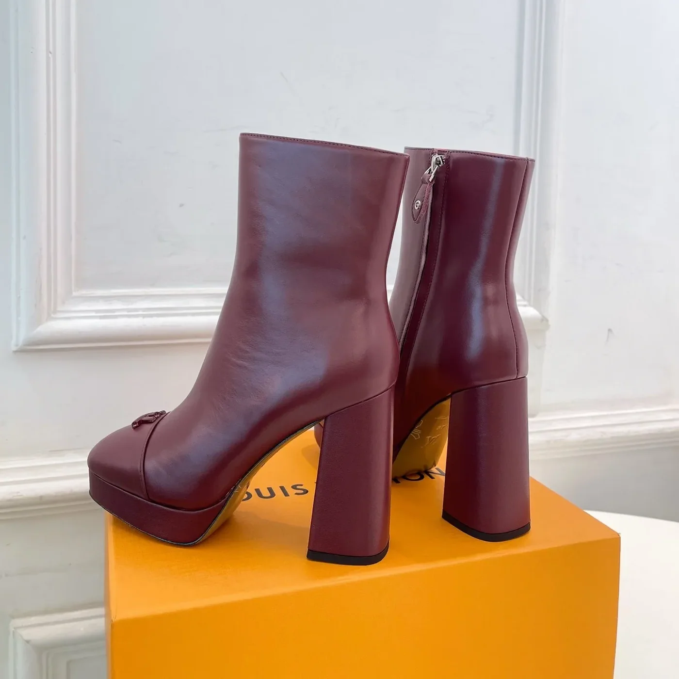 Louis Vuitton Swing Platform Ankle Boots Bordeaux Red