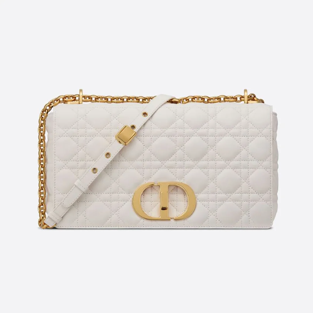 Dior Large Dior Caro Bag Supple Cannage Calfskin for Women in White