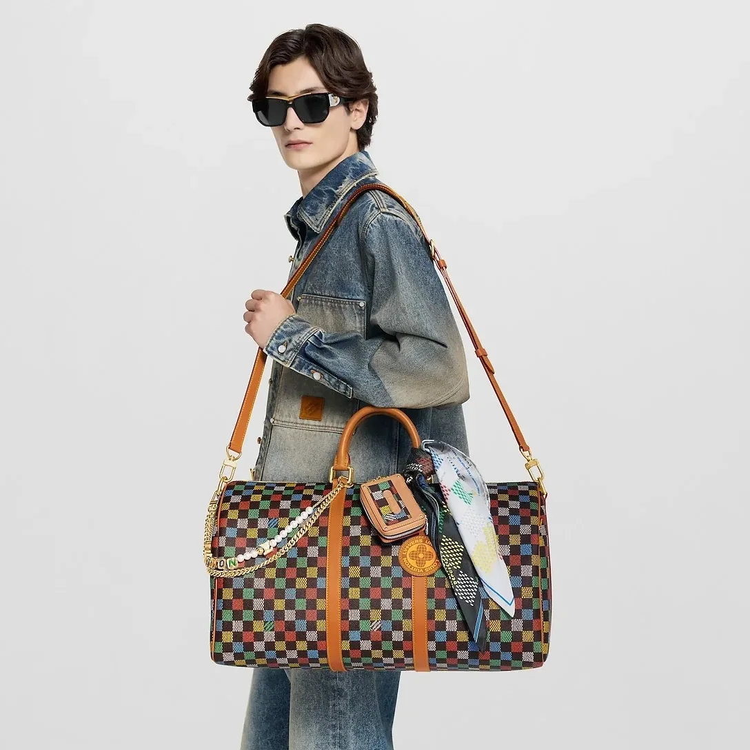 Louis Vuitton Keepall Bandouliere 50 Travel Bag in Multicolor Aged Gold Hardware Louis Vuitton Keepall Bandouliere 50 Travel Bag in Multicolor Aged Gold Hardware