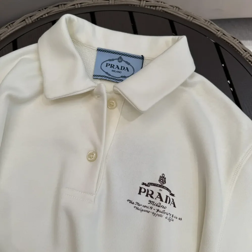 Prada Fleece Polo Natural Shirt in a Fleece Design for Women Prada Fleece Polo Natural Shirt in a Fleece Design for Women