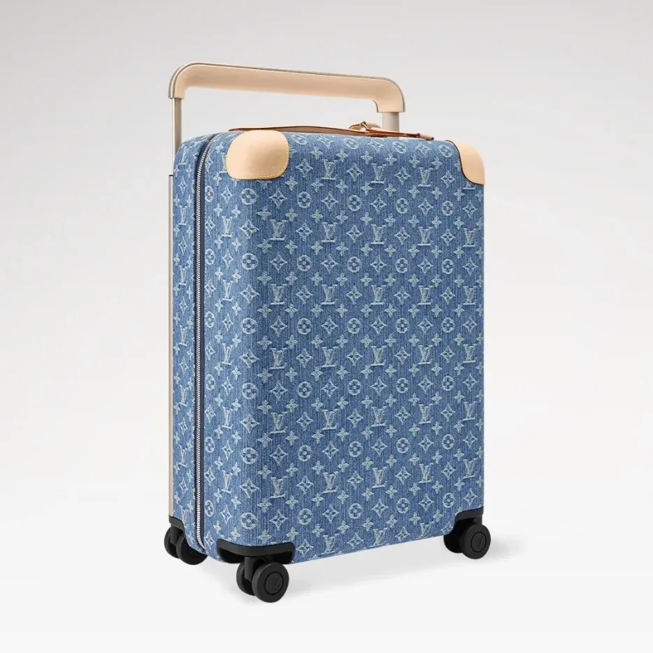 Louis Vuitton Horizon 55 Suitcase in Blue Denim Champagne Hardware