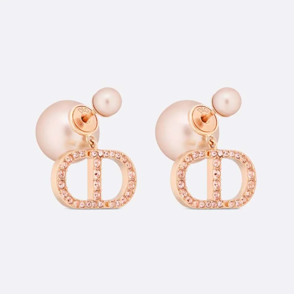 Dior Tribales Earrings Pink-Finish Metal with Pink Resin Pearls and Crystals for Women