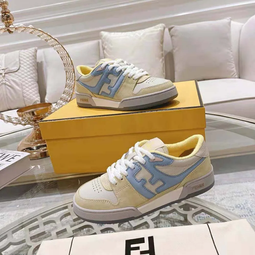Fendi Match Yellow Suede Low for Men in Tops