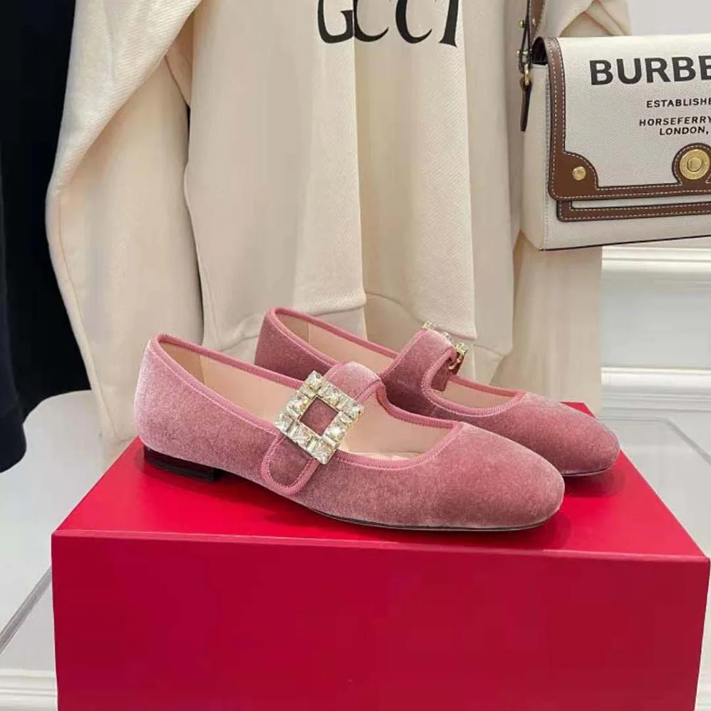 Roger Vivier Tres Vivier Strass Buckle Babies Ballerinas in Velvet for Women Roger Vivier Tres Vivier Strass Buckle Babies Ballerinas in Velvet for Women