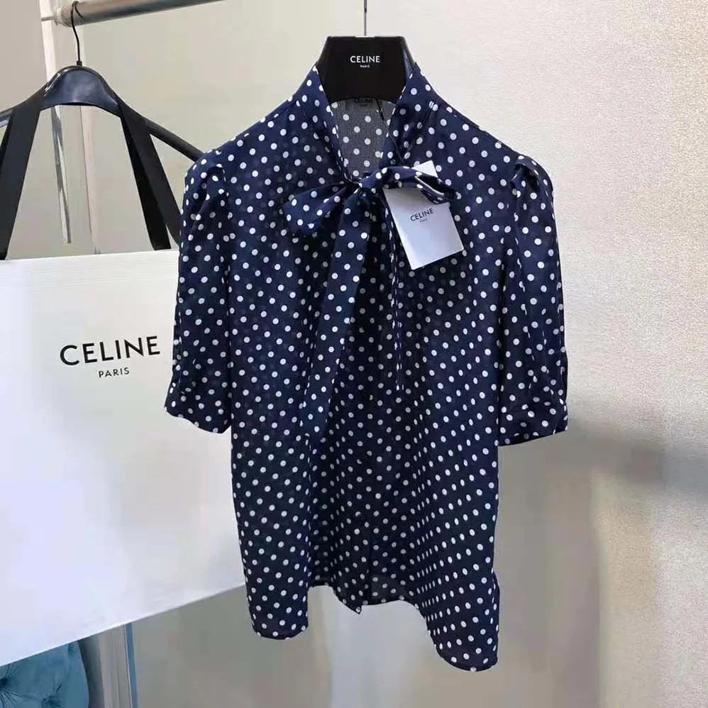 Celine Blouse with Bow in Crepe DE Chine for Women