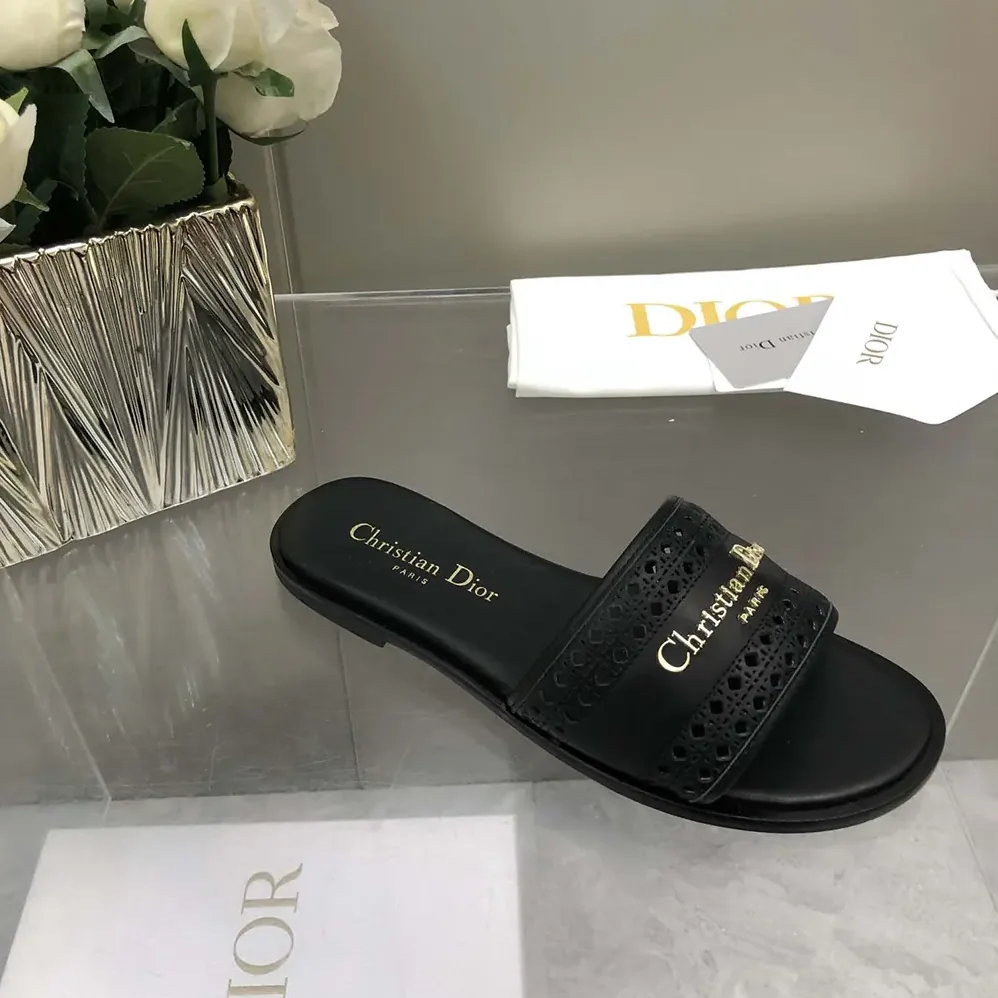 Dior Black Calfskin with Openwork Microcannage Motif for Women
