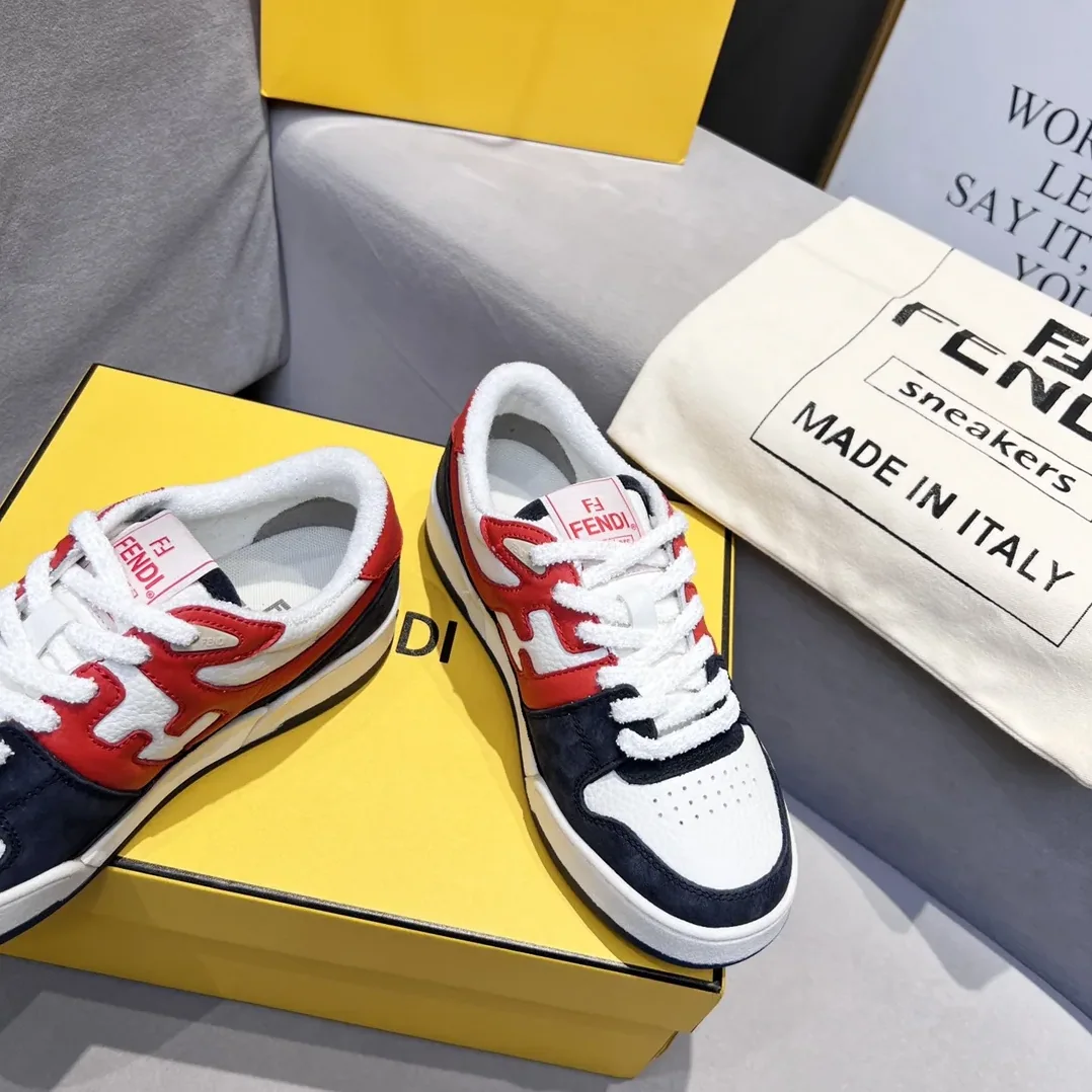 Fendi FD Match Low Tops Sneakers Red And Black Fendi FD Match Low Tops Sneakers Red And Black
