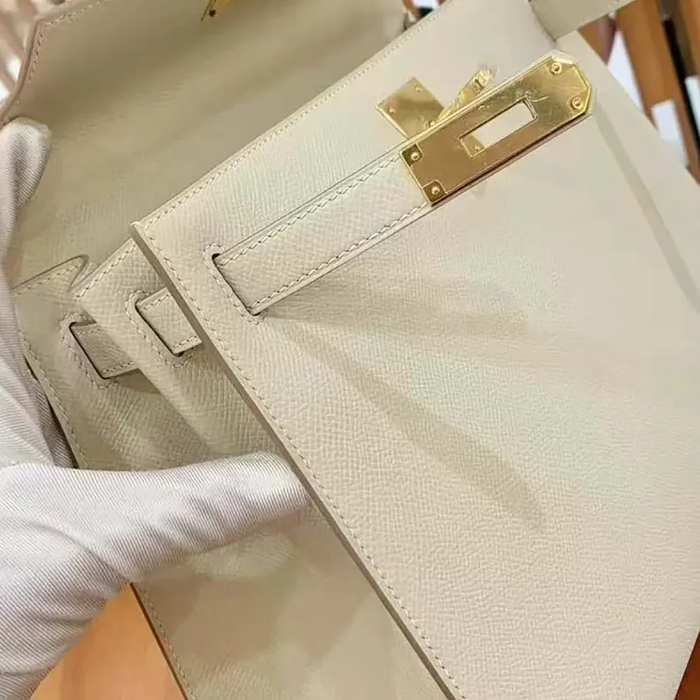 Hermes Kelly Bag 25 Epsom Leather for Women in White Hermes Kelly Bag 25 Epsom Leather for Women in White