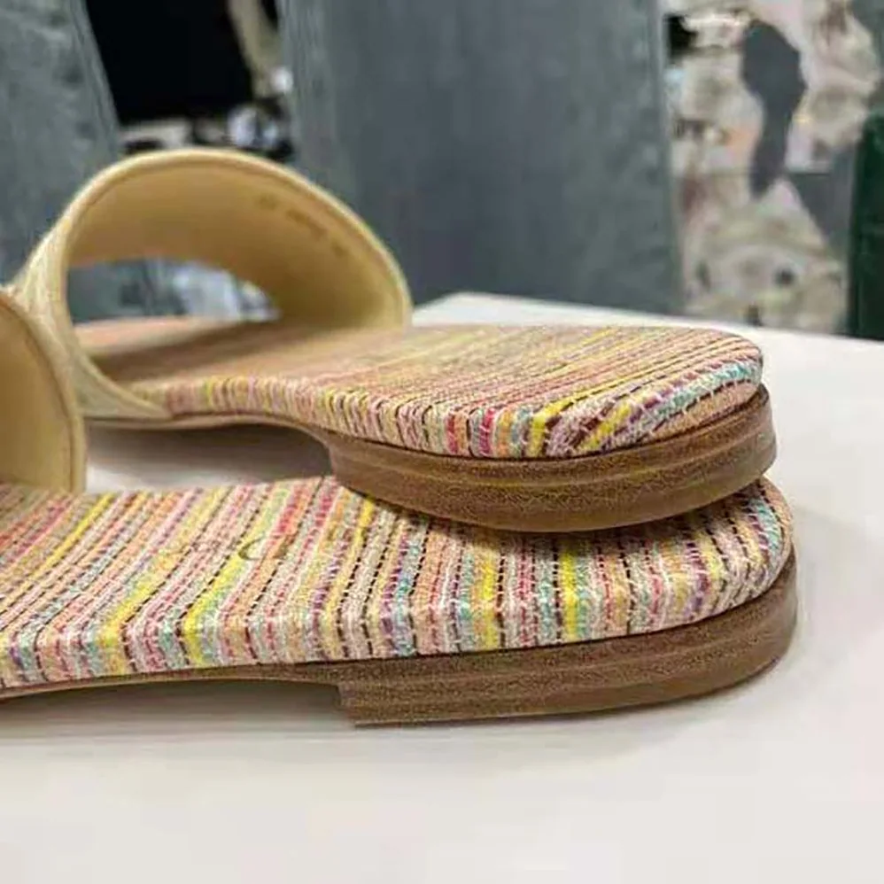 Dior Dway slide Gold-Tone Metallic Thread Embroidered Cotton for Women Dior Dway slide Gold-Tone Metallic Thread Embroidered Cotton for Women